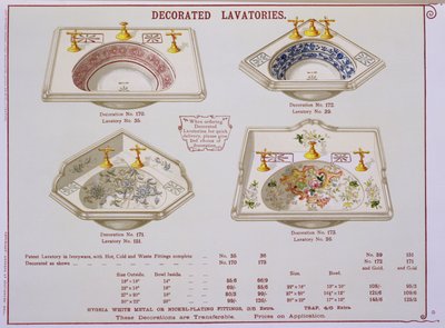 Díszített mosdók a Morrison, Ingram & Co., Manchester által gyártott szaniteráru-katalógusból, 1890 körül kiadott alkotó: English School